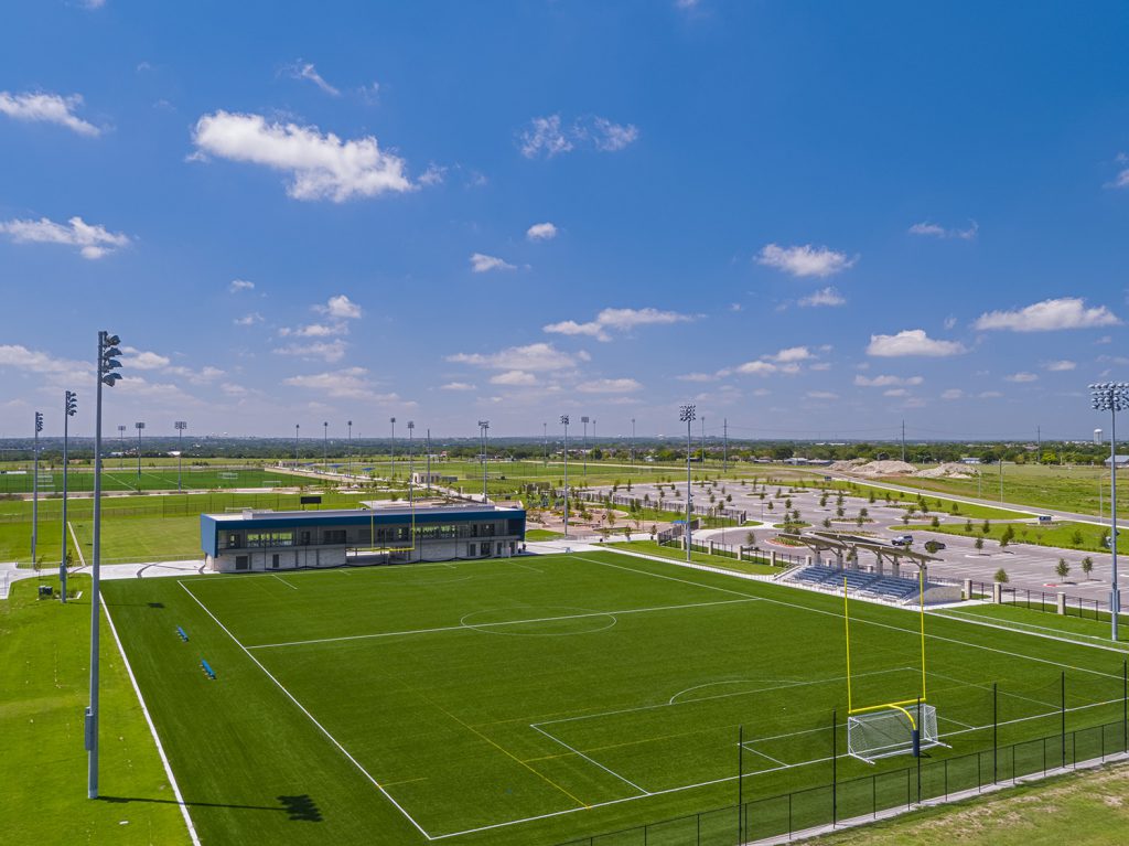 2019 USA Ultimate College Championships, photo of Field 1 at the Round Rock Multipurpose Complex
