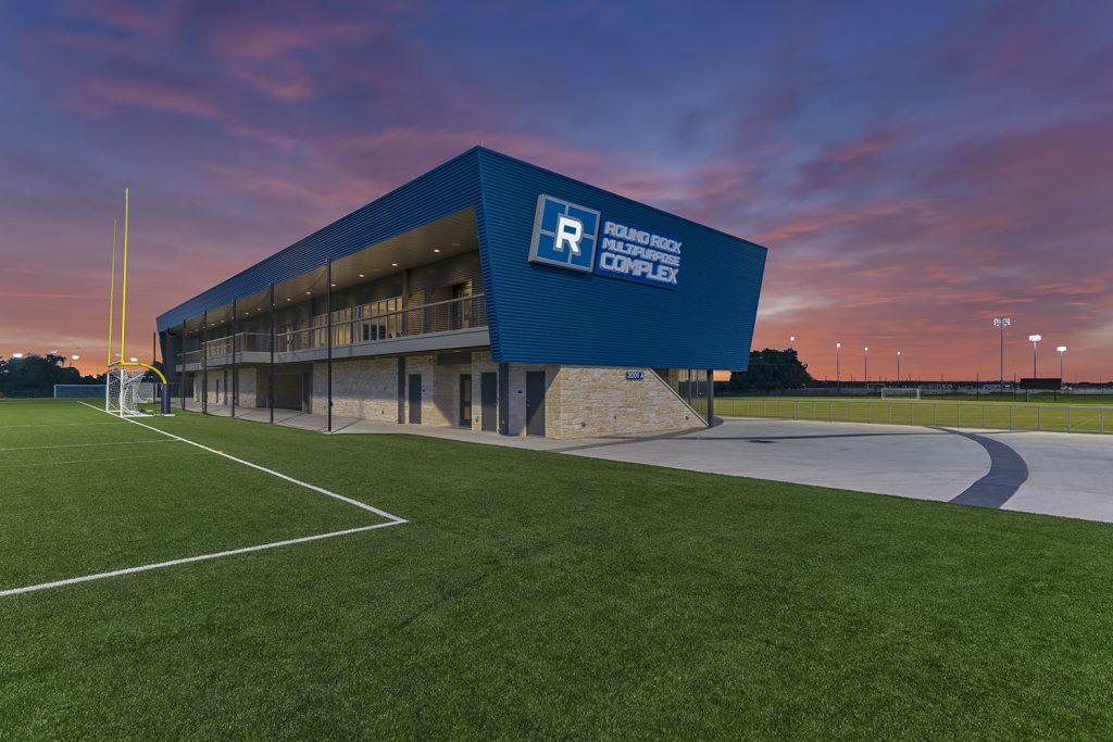 2019 USA Ultimate College Championships, photo of the clubhouse at the Round Rock Multipurpose Complex