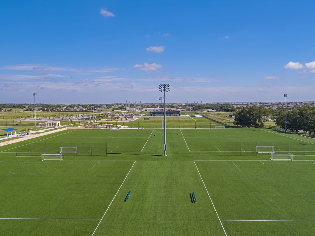 Aerial of Round Rock Multipurpose Complex Fields looking North